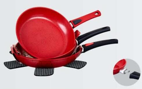 Promotion Durable Non-stick Ceramic Aluminum Kitchen Pots and Pans Set, 8, 9.5, 11 inch Black Color Fry Pan Set