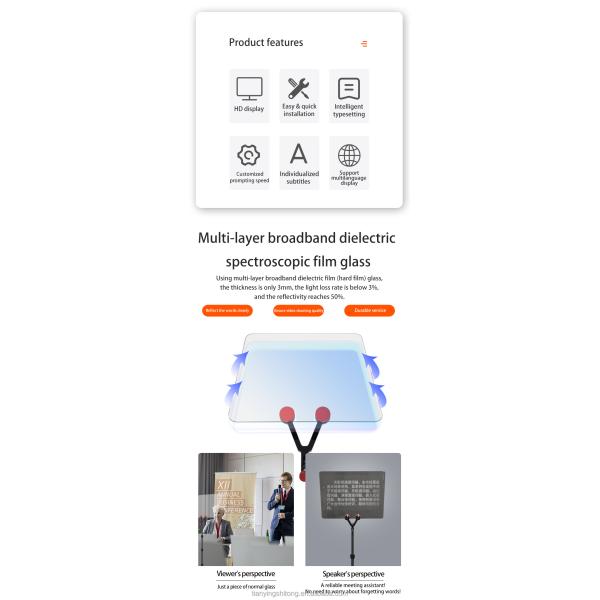Внутреннее наружное TYSTVideo Trump Glass Teleprompter Сильное стекло дистанционного управления