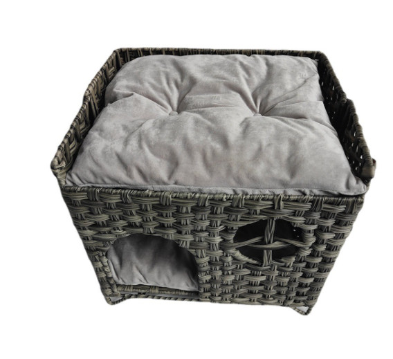 Four Seasons Rattan Pet House Small Animal Pattern Woven Dog Cat Litter Cage Universal Semi-Enclosed Washable Cage