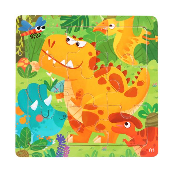9pcs Toddler Great Gift Children Preschool Colorful Dinosaur Animals Wooden Jigsaw Puzzles