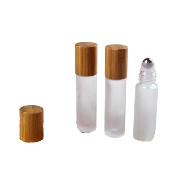 O rolo geado 10ml de bambu do tampão 3ml 5ml da grão de madeira engarrafa com a bola de rolo inoxidável