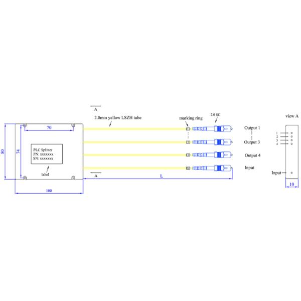 Сплиттер для кабеля оптического волокна, подгонянный Сплиттер цифров Пльк волокна