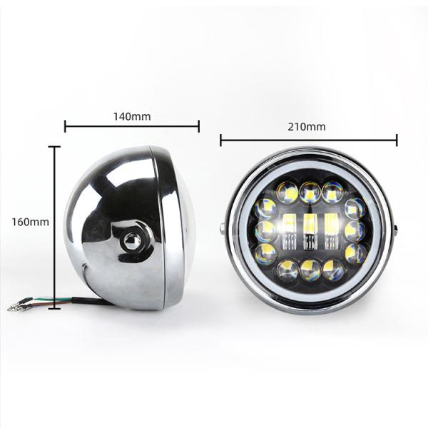Black/chrome 75W 6 inch Aluminum PC Motorcycle Headlight with Custom Angel Eye Circle