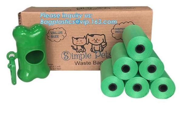 LED Flashlight Dog Waste Bag Dispenser Holder with Pet Waste Bag Poop Roll Bags, BPI ASTM D6400 EN13432 Approval Customi