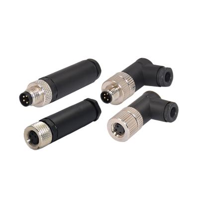 Conector reto fêmea masculino impermeável do sensor do conjunto do ângulo direito de M8 3pin 4pin