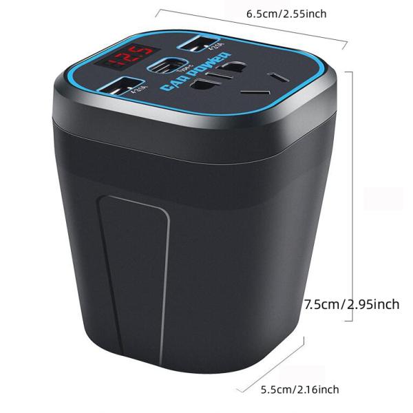 150W Car Power Inverter Charger Car Power Inverter Dc 12V 24V To 110V 220V Ac Car Power Inverter For Cup Holder