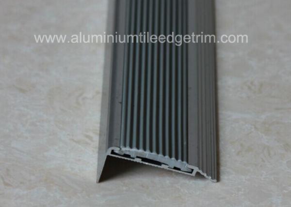 Non Slip Aluminum Stair Nosing , Metal Stair Nose Trim With Insert PVC Rubber