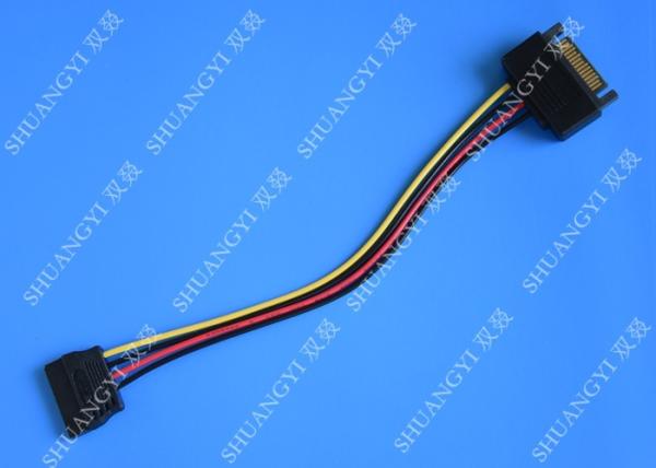 Male To Female 15 Pin SATA Data Cable , Slim SATA Power Extension Cable IDC Type 8 Inch