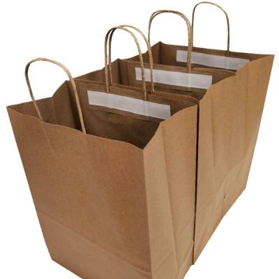 Disposable Tamper Proof Paper Bags Packaging Kraft Paper Carry Out Bags For Restaurants