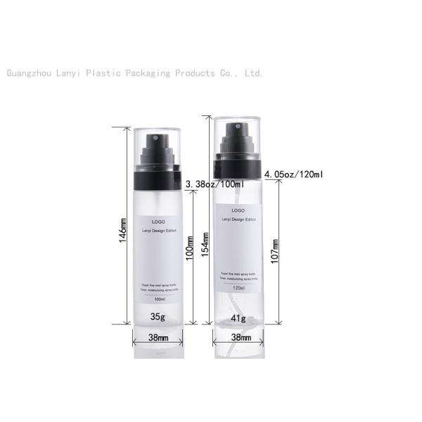 Flat Shoulder clear 3.38oz 4.05oz PET Plastic Spray Bottle