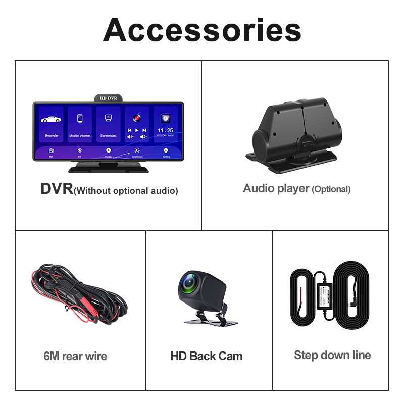 4K Android Auto ADAS WiFi Dash Cam AUX FM GPS 10,26