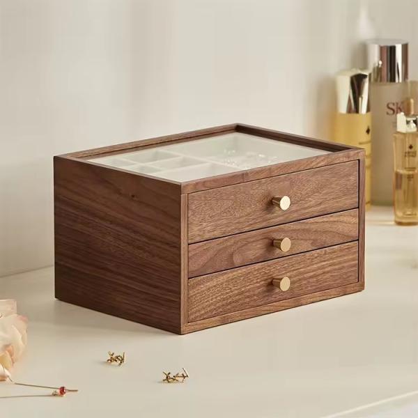 Wooden jewelry box storage box Small exquisite high-grade necklace earrings ring portable jewelry box