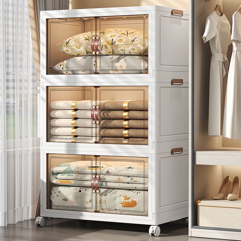 Home Transparent Clothing Folding Stackable Door Open Storage Cabinets  Storage Boxes & Bins  Storage Organizer