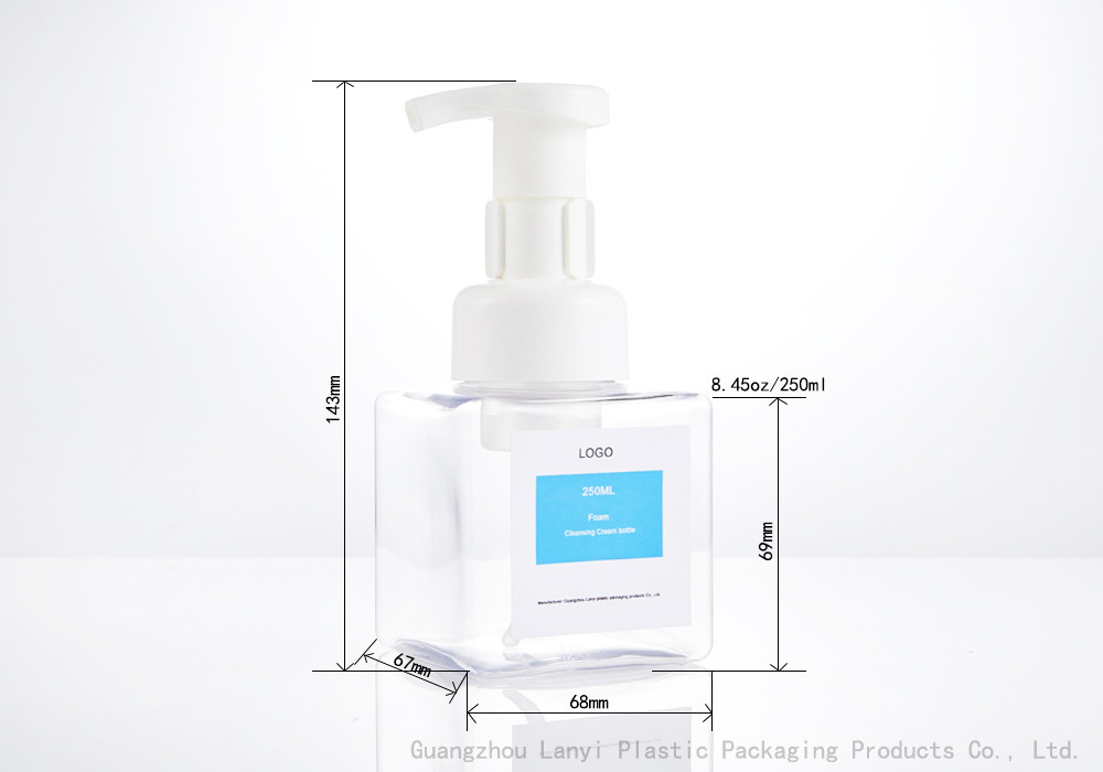 Прозрачная бутылка 68*68*143mm насоса пластиковой пены ЛЮБИМЦА 250ml