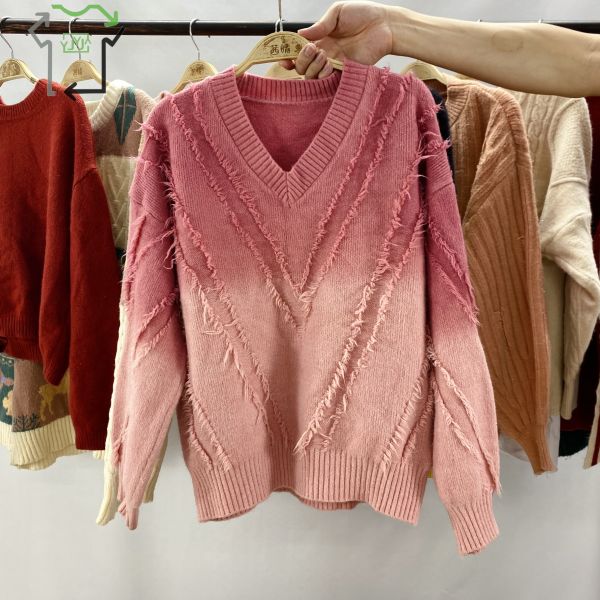 Women's Second Hand Wool Pullover Sweaters Autumn Winter Fashionable Slim Fit Grade A