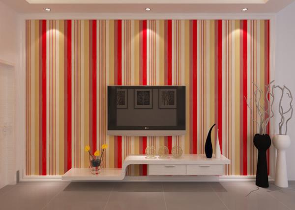 Washable Living Room Striped Wallpaper / Modern Embossed Wall Coverings , CE CSA Listed