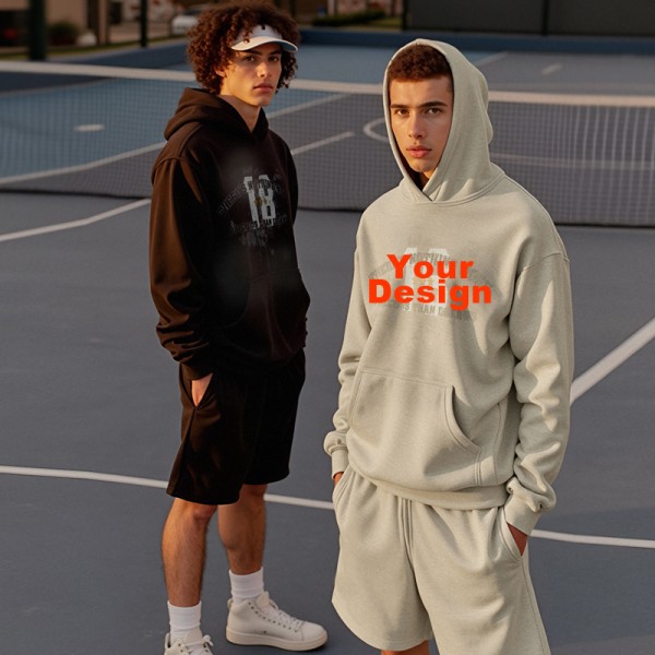 360gsm Vintage Letter Graphic Oversized Hoodie, White Ink DTG Print Drop Shoulder Fall Winter Sweatshirt | OEM ODM Customizable