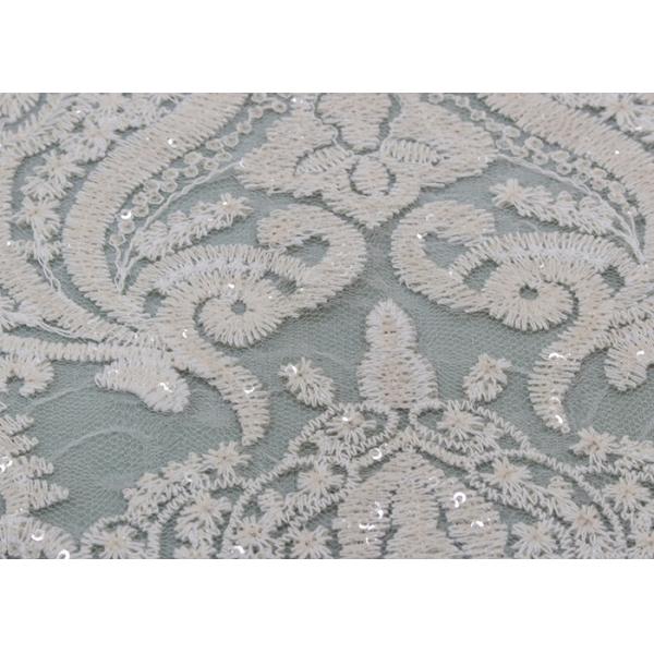 Ivory Sequin Lace Fabrics , Embroidered Bridal Lace Fabrics For Wedding Dresses
