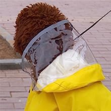 Dog Waterproof Raincoat with Poncho Hoodie, High Reflective Adjustable Yellow Pet Rain Jacket with Leash Hole