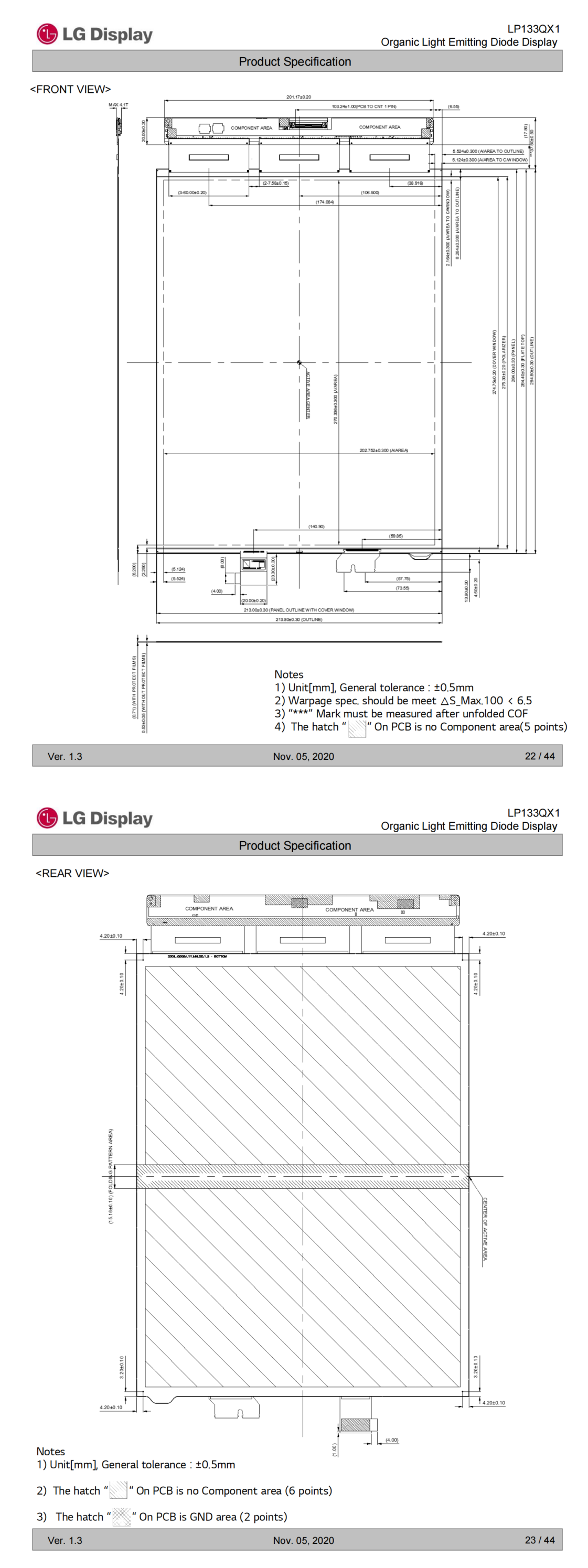 13.3 Inch Foldable-Flexible OLED Display Module with 300nit Brightness and 1536RGBx2048 Resolution eDP1.3 4-lane Interface