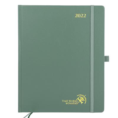 Tampa feita sob encomenda do couro sintético de Planejador semanal Green do estudante de Casebound