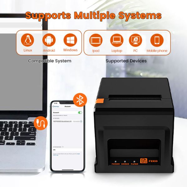 YJ-8360 80mm Thermal Receipt Printer USB & LAN Interface High-Speed Kitchen Printer 203dpi In Stock