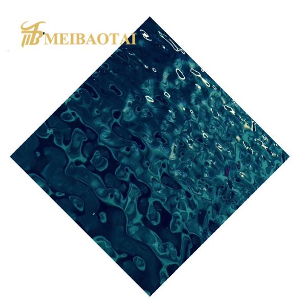 201 Stainless Steel Blue PVD Coated Water Ripple Sheet 0.65mm Thick for Ceiling Decoration
