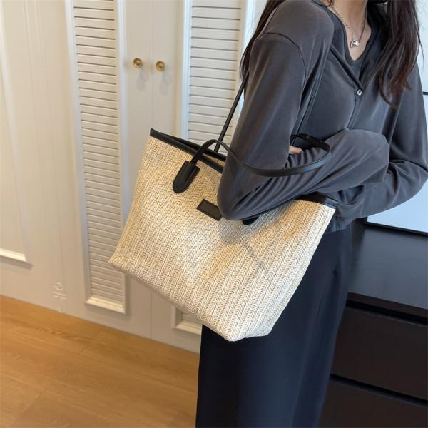 Sustainable Bamboo Bag With Handle, Shopping Bag For Beach Summer Vibe Wholesale Vietnam Handicraft Crochet Raffia Sac Bolsa Mujer Bucket Tote Shoulder Designer Women Straw Bag