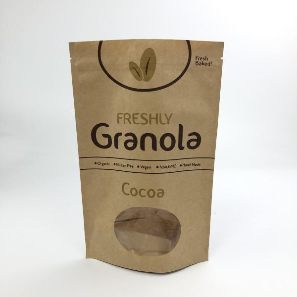 bolso de café de papel de 200g 300g 180mic Kraft con la ventana clara
