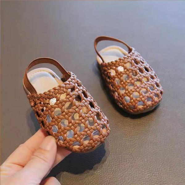 Y-Z Casual Bohemian Style Baby Flat Slippers Comfortable Roman Home Decor Sandals for Children 1-2 Years