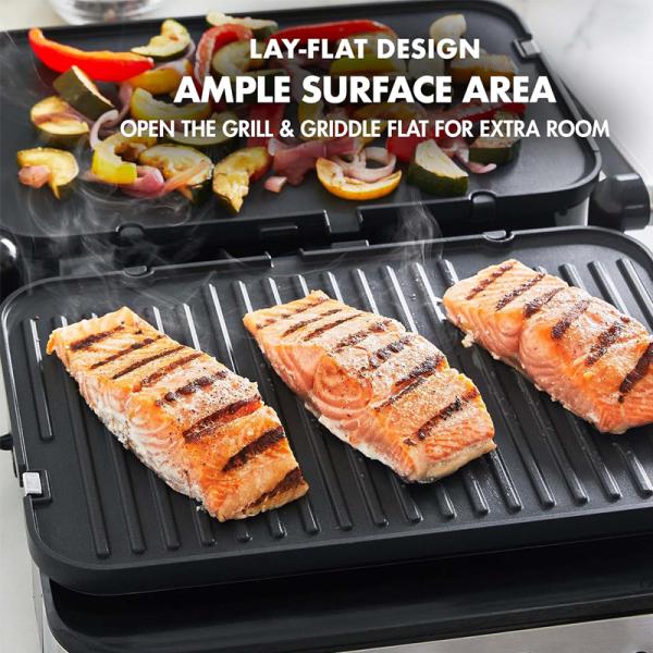 Grill eléctrico de contacto digital de barbacoa sin humo Aplicación de cocina para el hogar desmontable 6 rebanadas Panini Maker con detección de sonda