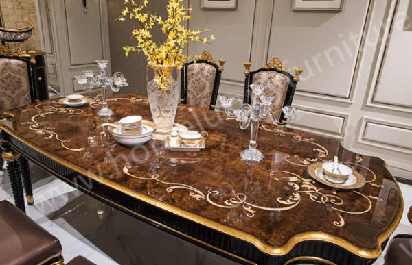 Antique Europe Style wooden furniture diningroom sets table chairs buffet cabinet TN-028N