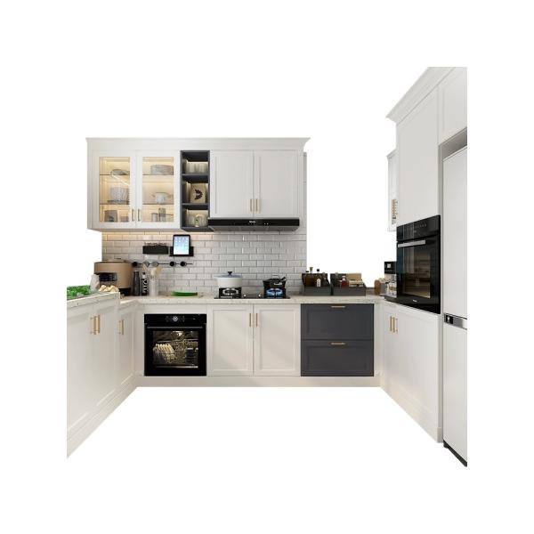 Металлические медовые дубовые натуральные деревянные кухонные шкафы готовые OEM