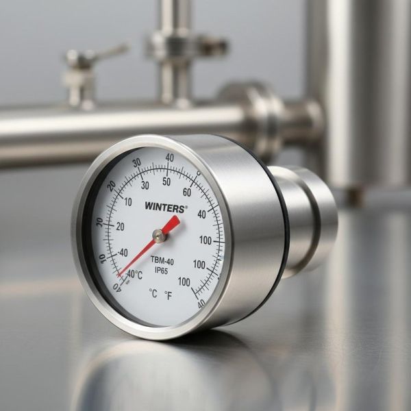 WINTERS TBM-40 Radial Bimetallic Thermometer with IP65 Protection, 304 Stainless Steel Construction, and Dual-Scale Display