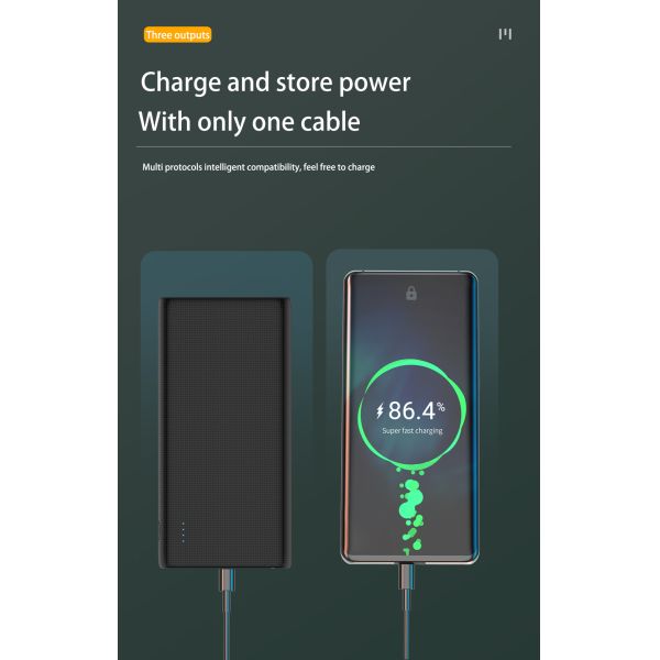 Portable 10000mah Fast Charging Power Bank 22.5w Outdoor High Capacity With Flashlight