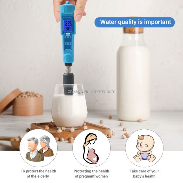 2 in 1 pH/Temp Digital pH Meter with 0.1 pH Accuracy and 0-50°C ATC Function for Lab and Pool Testing
