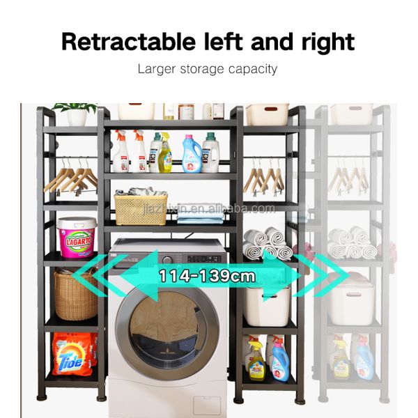 Bathroom Multi Tier Space Saver Toilet Metal Bathroom Organizer Accessory Towel Storage Shelf Corner Washing Machine Rack Set