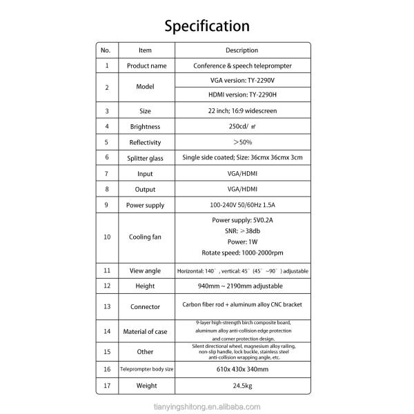 Внутреннее наружное TYSTVideo Trump Glass Teleprompter Сильное стекло дистанционного управления