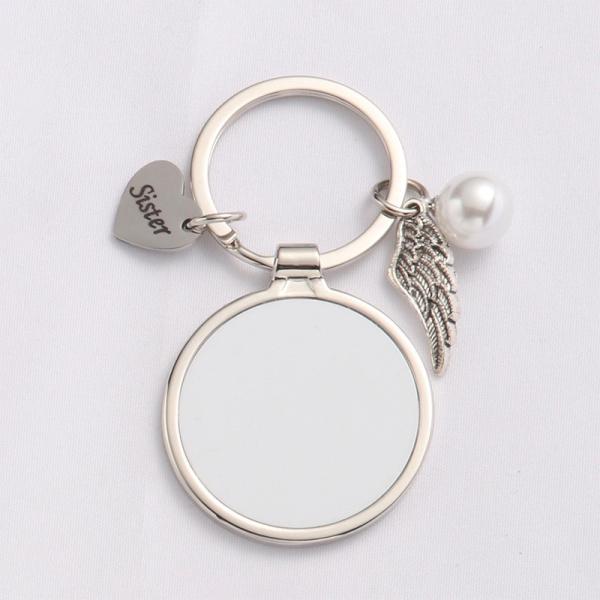 Promotional Birthday Gift Keychain Round Metal Pendant Keychain Unique Sublimation Blank Photo Keychain
