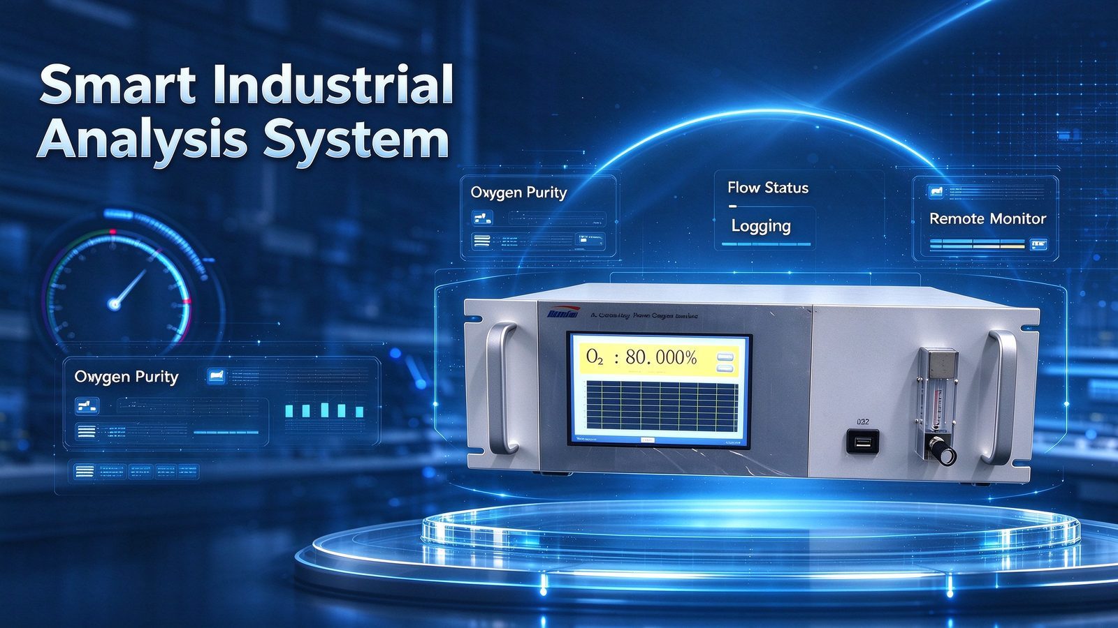 Oxygen O2 Industrial Online Gas Analyzer Metal Meter With Fast Response 3D Ion Technology