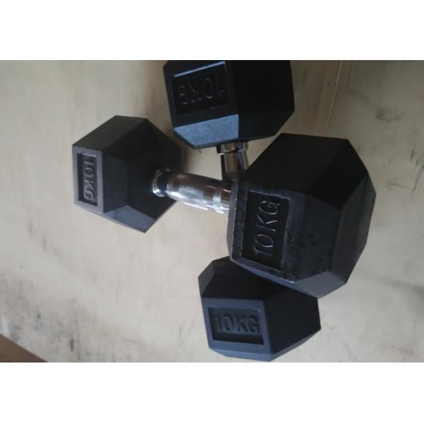 10LBS Rubber Hexagon Dumbbells Rubber And Stainless Handles