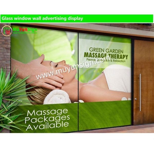 One Way Vision Mesh Self Adhesive PVC Perforated Vinyl Film Glass Panels On Building