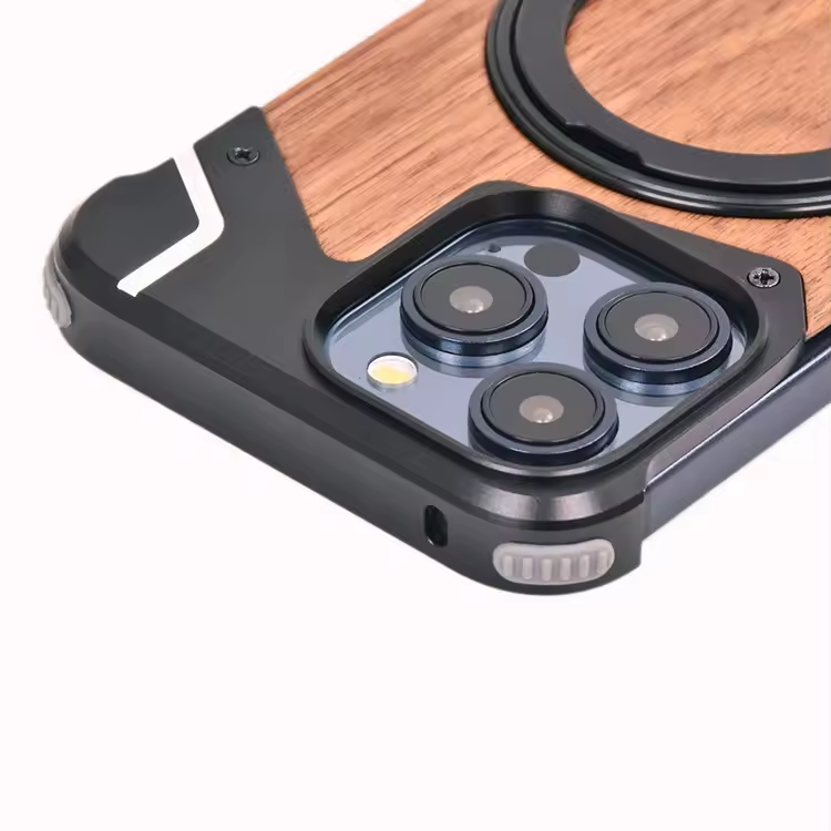 Anti-Fall & Shockproof Zinc Alloy Armor Case Magnetic Ring Stand Holder for iPhone 15 14 Pro Max Anti-Fall Mobile Phone Shell