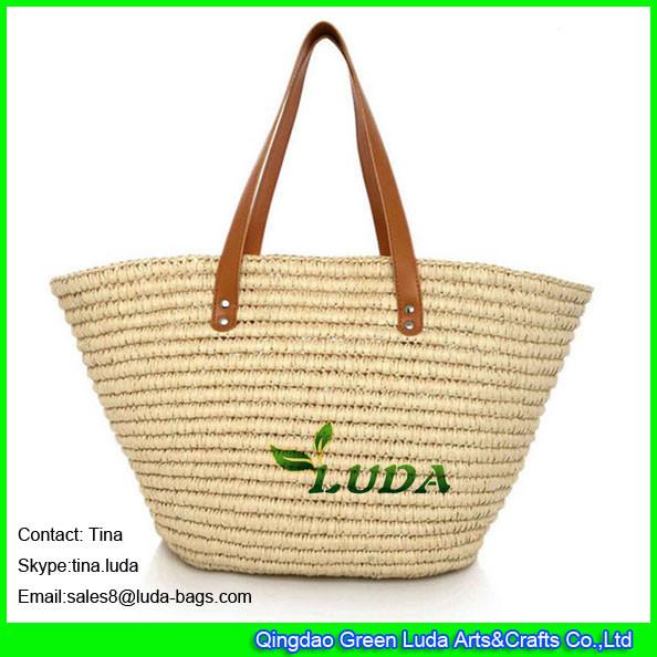 LUDA brown handbags crocheted large beach bags straw woven tote bag