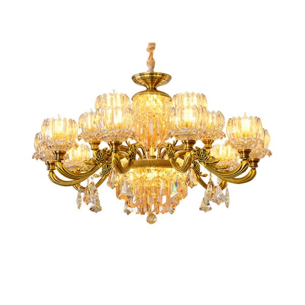 Indoor Living Room Hanging Crystal Pendant Light Glass Gold Luxury Modern Style