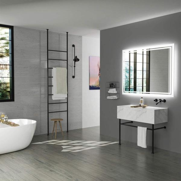Wall Mounted LED Square Mirror 6000K LED Illuminated Bathroom Mirror Customized