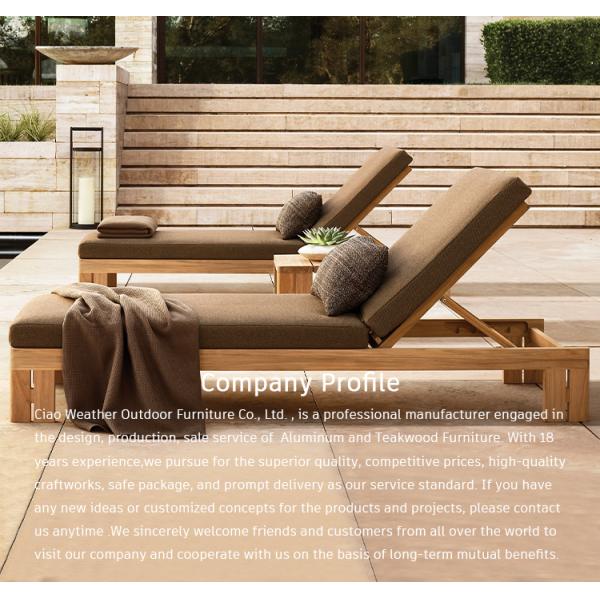 Couchette imperméable en bois pour meubles extérieurs d'hôtel dans la cour du jardin