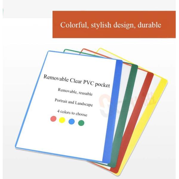 Dustproof PVC Removable Document Holder File Pocket Red Yellow