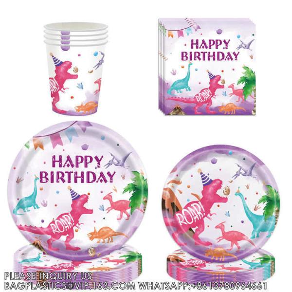 Dinosaur Theme Party Tableware Set Birthday Party Paper Plates Cups Disposable Kids Birthday Party Decoration