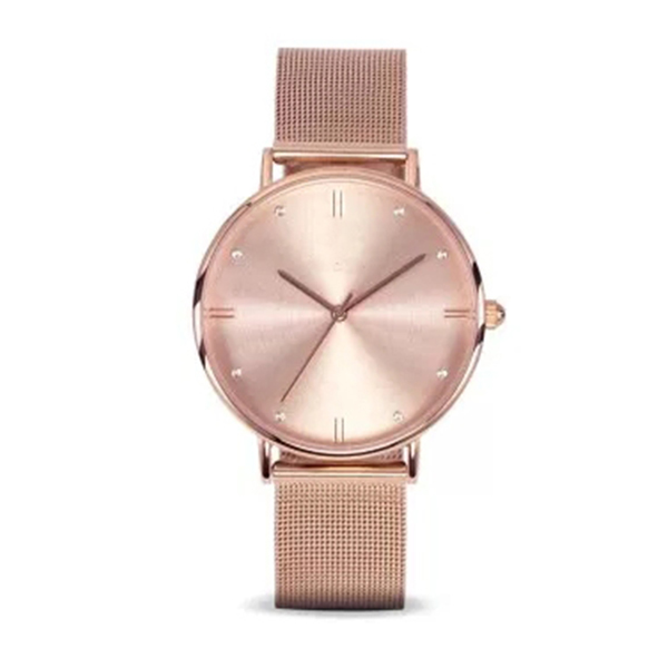 Simple Style Diamond Face Watch , Rose Gold Diamond Watch Womens Mesh Band
